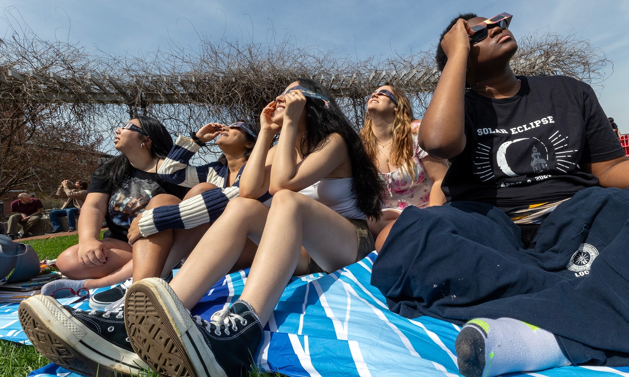 Students watching the solar eclipse