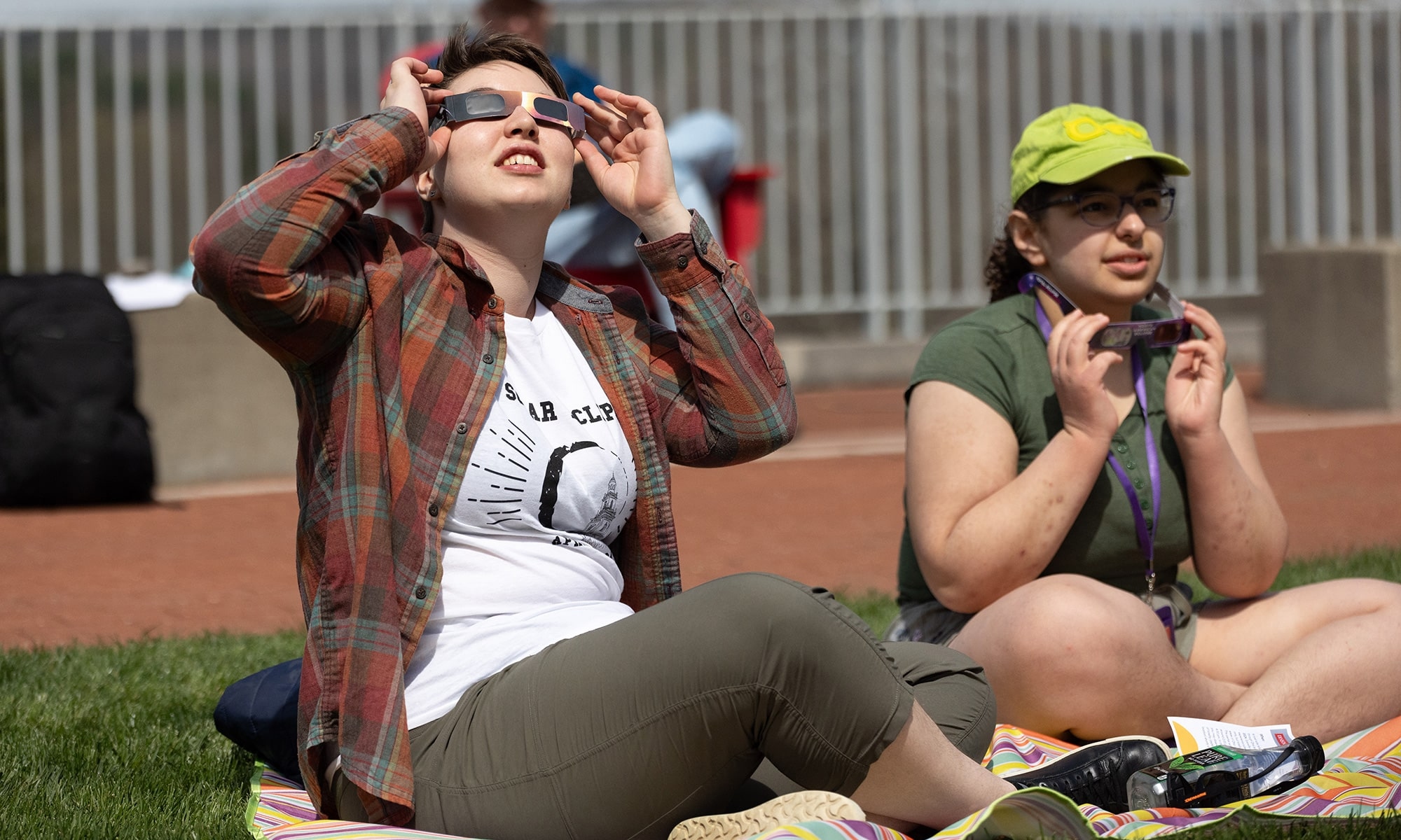 Students watching the solar eclipse