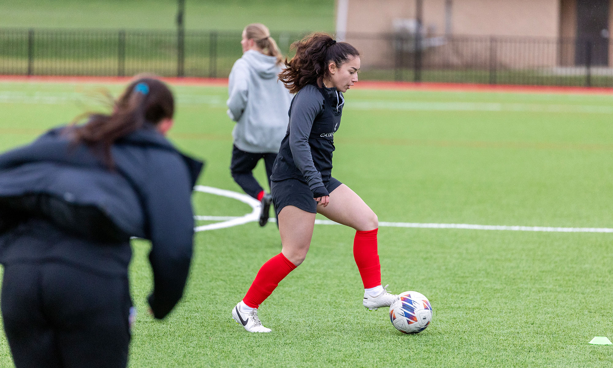 Woman playing soccer