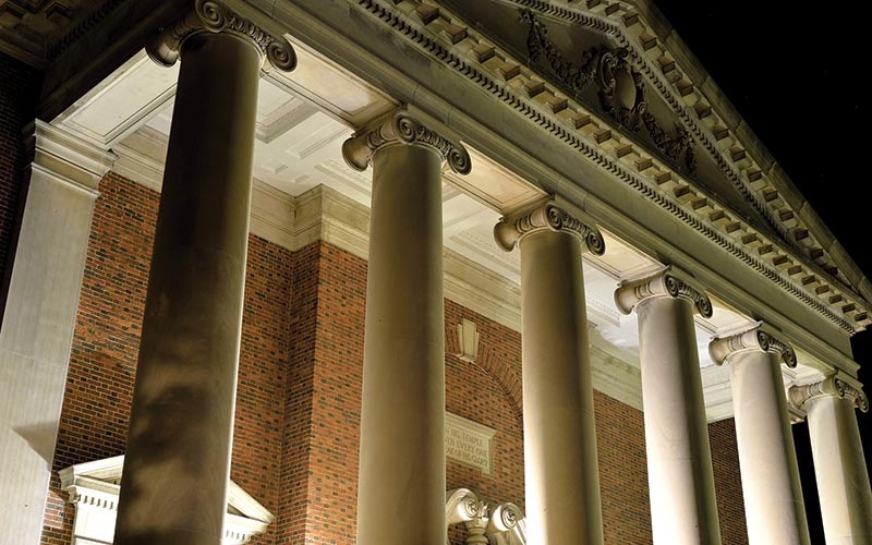 Swasey Chapel at night