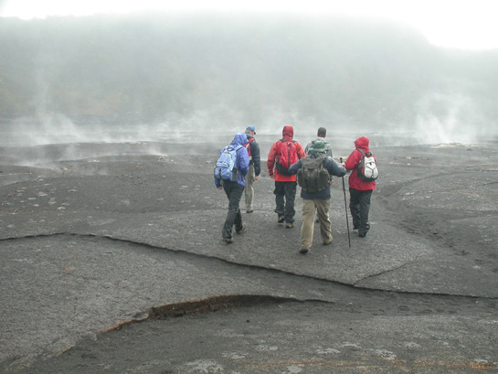 Walking on a lava lake, Kilauea Iki